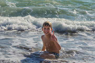 teenager in sea