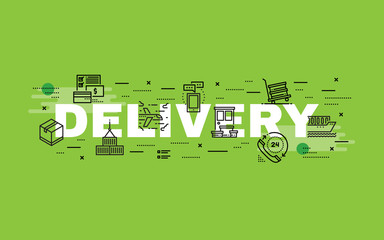Wall Mural - Lettering flat line design concepts of Delivery.