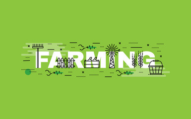 Wall Mural - Lettering flat line design concepts of farming.