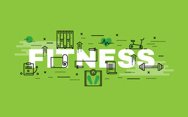 Wall Mural - Lettering flat line design concepts of Fitness.