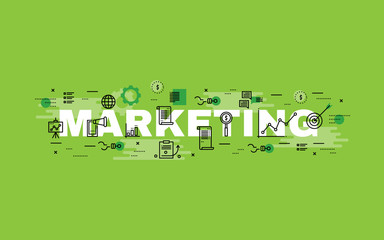 Wall Mural - Lettering flat line design concepts of marketing.