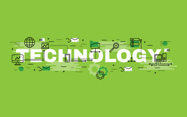Wall Mural - Lettering flat line design concepts of Technology.