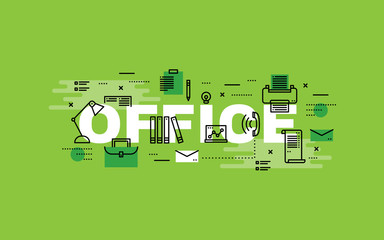 Wall Mural - Lettering flat line design concepts of Office.