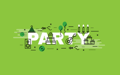 Wall Mural - Lettering flat line design concepts of Party.