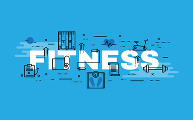 Wall Mural - Lettering flat line design concepts of Fitness.
