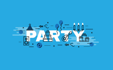 Wall Mural - Lettering flat line design concepts of Party.