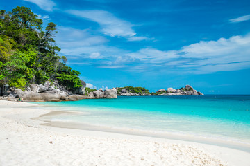 Beautiful tropical island white sand beach summer holiday - Travel summer vacation concept.	