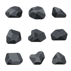 Wall Mural - Polygonal stones rock graphite coal elements for computer and app games