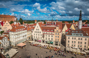 The old town square of Tallinn Estonia