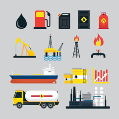 Oil Industry Object Set, Gas, Petroleum, Fuel, Refinery