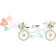 © alexaz - Wedding Bicycle with balloons.Basket of flowers.Love Balloons.Twin Bike