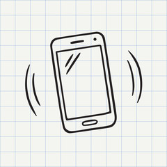 smart phone doodle icon. hand drawn sketch in vector