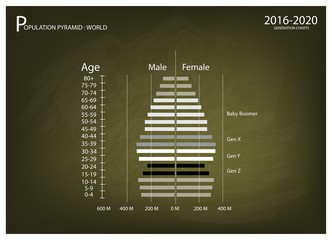 2016-2020 Population Pyramids Graphs with 4 Generation