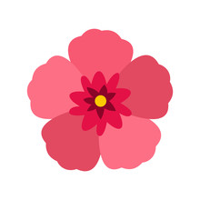 Rose Of Sharon Icon In Flat Style On A White Background
