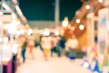 Blurred Image Of Street Market, Split Retro Tone Color Effected