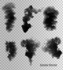 Aufkleber - Transparent set of black smoke vectors.