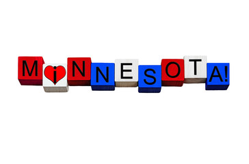 Canvas Print - I Love Minnesota, sign or banner design, American states. Isolated.