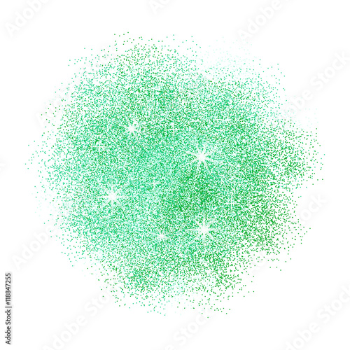 Green glitter splash on white background. Vector illustration. Stock