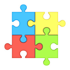 Aufkleber - Colorful jigsaw puzzle pieces concept isolated over white background 3D rendering