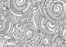 Abstract Sketchy Decorative Doodles Hand Drawn Ethnic Pattern