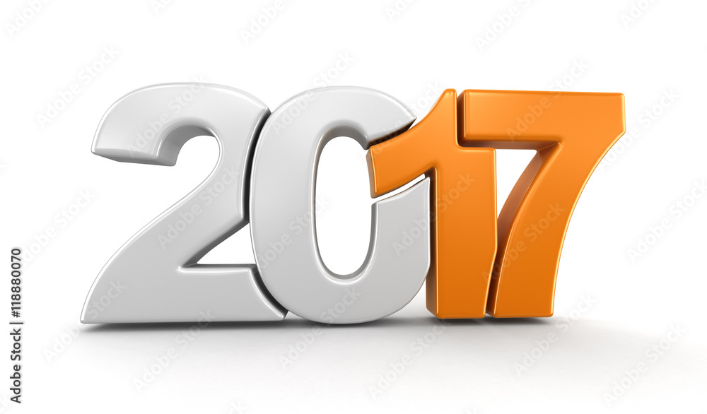 New Year 2017. Image with clipping path. - obrazy, fototapety, plakaty 