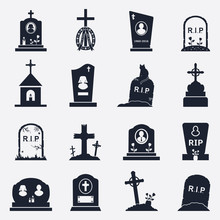 Grave Icons Set. Vector Illustration.