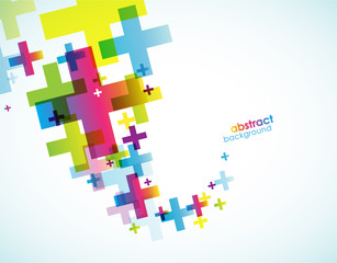 Canvas Print - abstract colored plus signs.