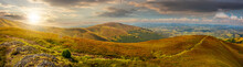 Panoramic Summer Landscape In Carpathians At Sunset
