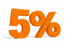Orange 3d 5 % Percent Text On White Background For Autumn Sale Campaigns. See Whole Set For Other Numbers.
