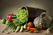 still life photography : various vegetable on old wood and grunge background