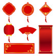 Red and gold Banner label for chinese new year and chinese festival vector set design