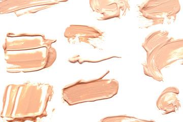 Wall Mural - collection of various make up liquid powder strokes on white background