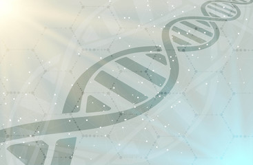 Wall Mural - dna and medical and technology background. futuristic molecule structure presentation