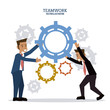 © Jemastock - avatar businessman gear teamwork support collaborative unity icon. flat design. Vector illustration