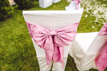 Wedding chair with pink bow