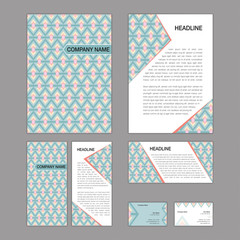 Set of abstract corporate templates. Ethnic boho seamless patter