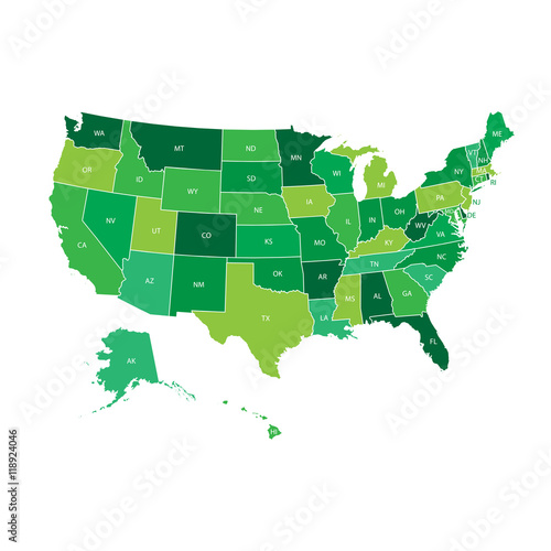 Stampe High detailed USA map with federal states