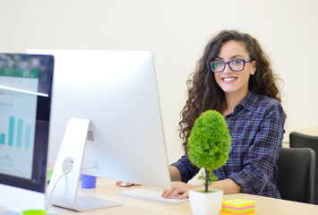 startup business, software developer working on computer at modern office