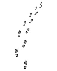 Wall Mural - Black trail of shoes, turn right, vector