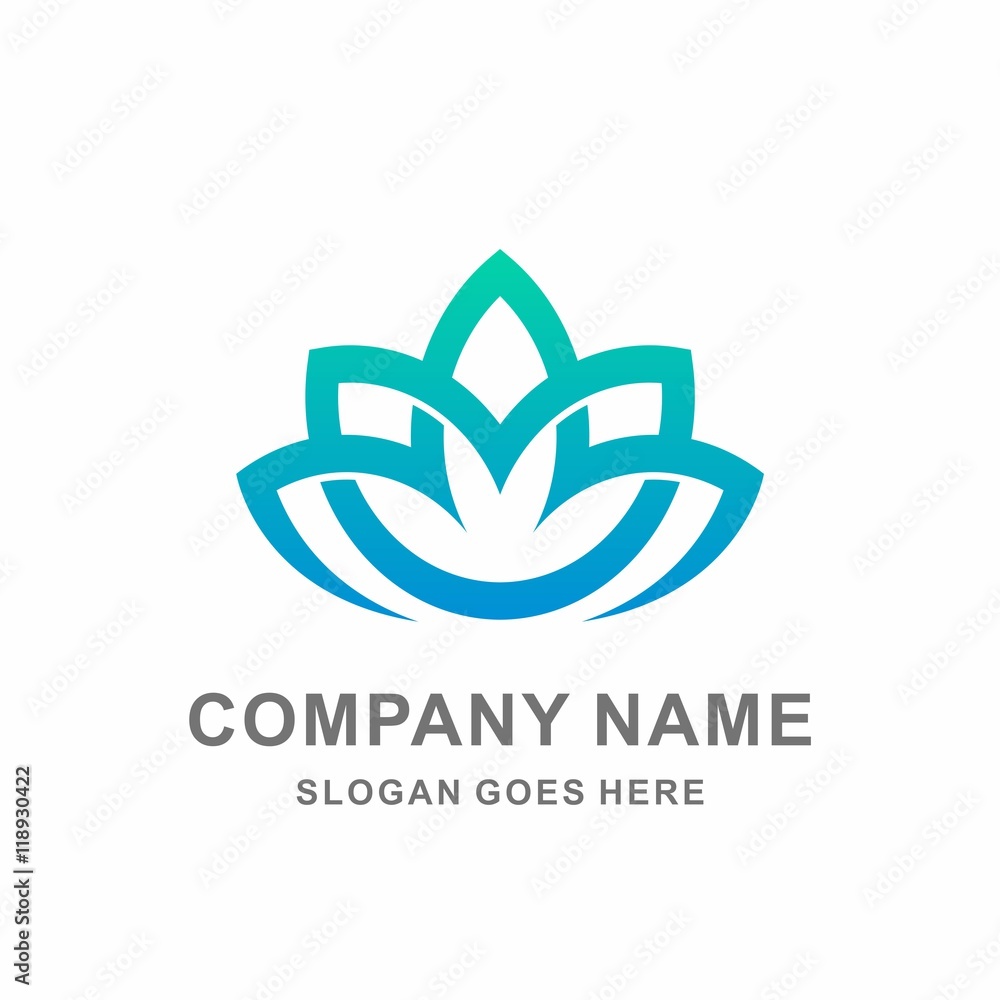 Geometric Lotus Flower Outline Fashion Beauty Vector Logo Design ...