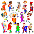 © axellwolf - Pupils and students in school uniform set. Vector