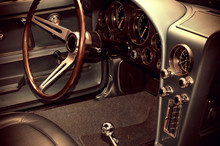 Vintage Looking Photo Of Antique Car Interior
