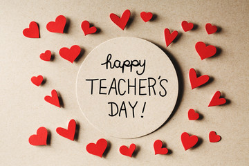 Wall Mural - Happy Teachers Day message with small hearts