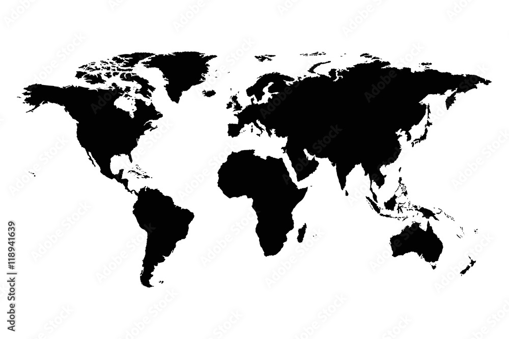 Mapa świata kontury - obrazy, fototapety, plakaty 