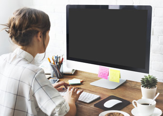 Wall Mural - mockup copy space blank screen concept