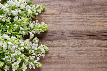 Sticker - White lilac on wooden background