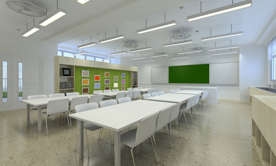 3d illustration of a modern classroom