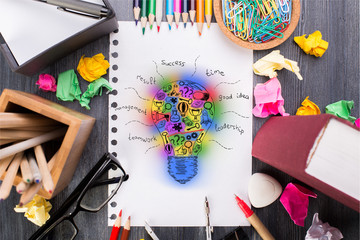 Aufkleber - Colorful lightbulb sketch