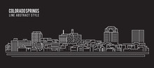 Cityscape Building Line Art Vector Illustration Design - Colorado Springs City
