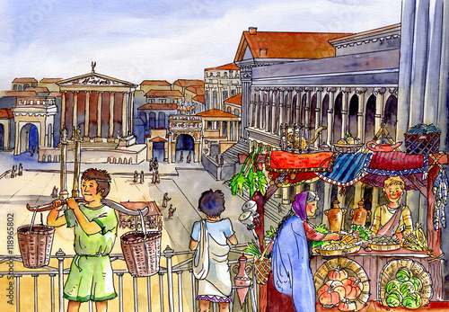 Marktplatz, Forum Romanum - Buy this stock illustration and explore